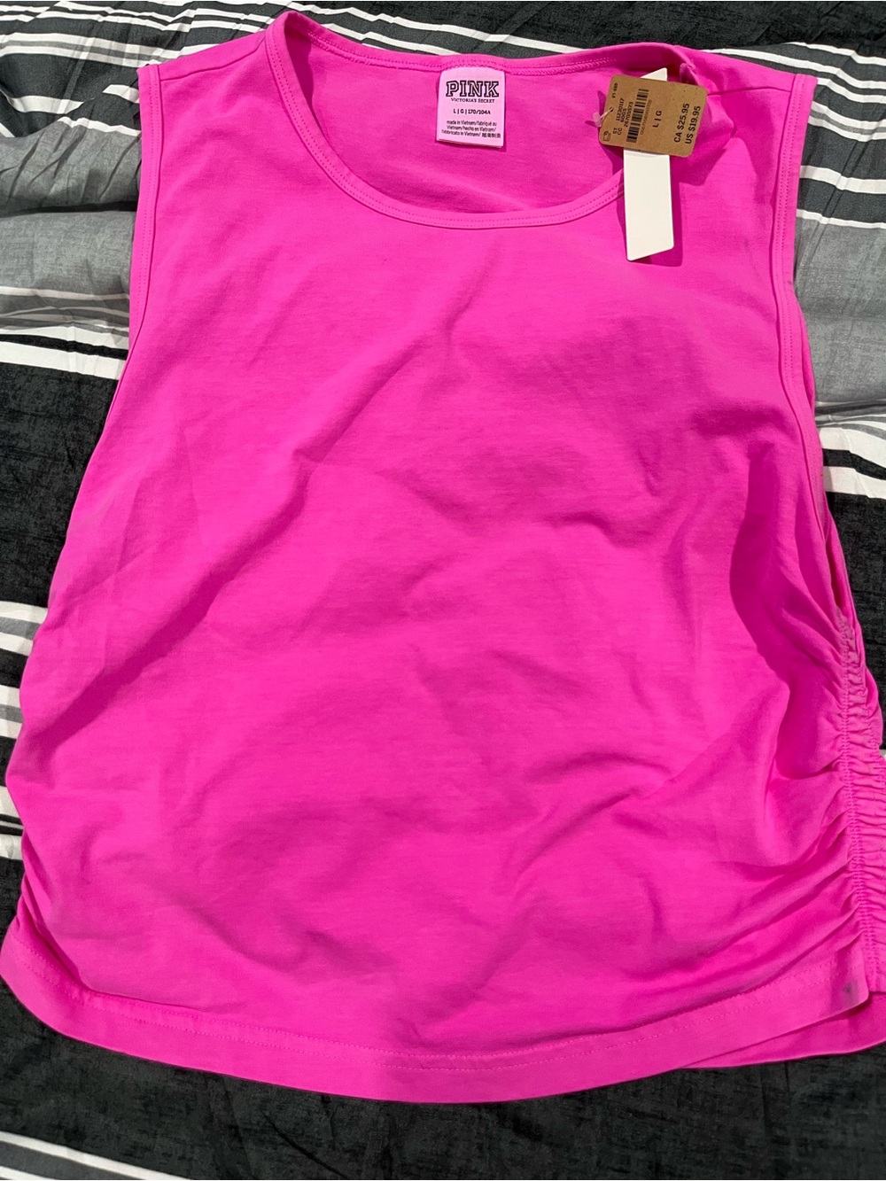 PINK Victoria's Secret Essential Scoop Neck Tank Top - Hot Pink